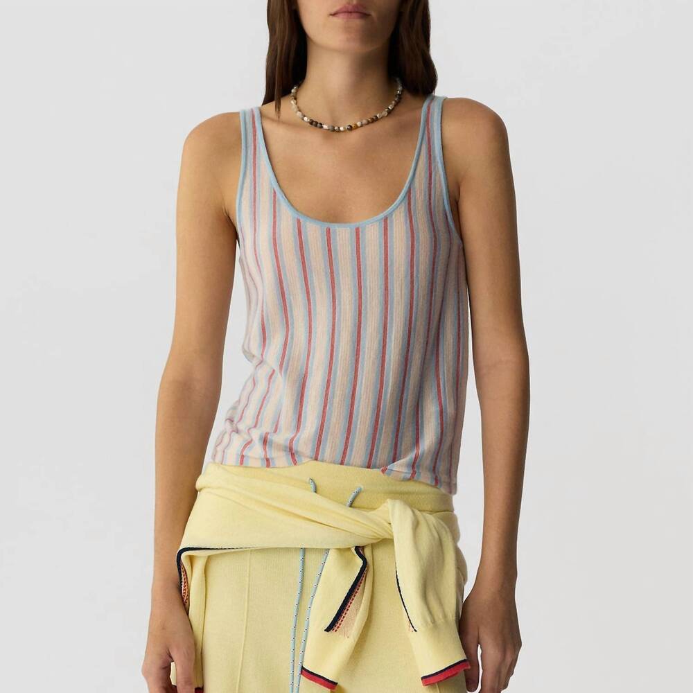 NEW GUEST IN RESIDENCE fine stripe tank top in clear sky combo